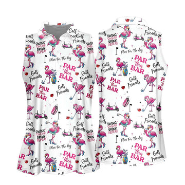 Par Then Bar Flamingo Funny Ladies Golf Polo ShirtCustom Funny Golf Shirt