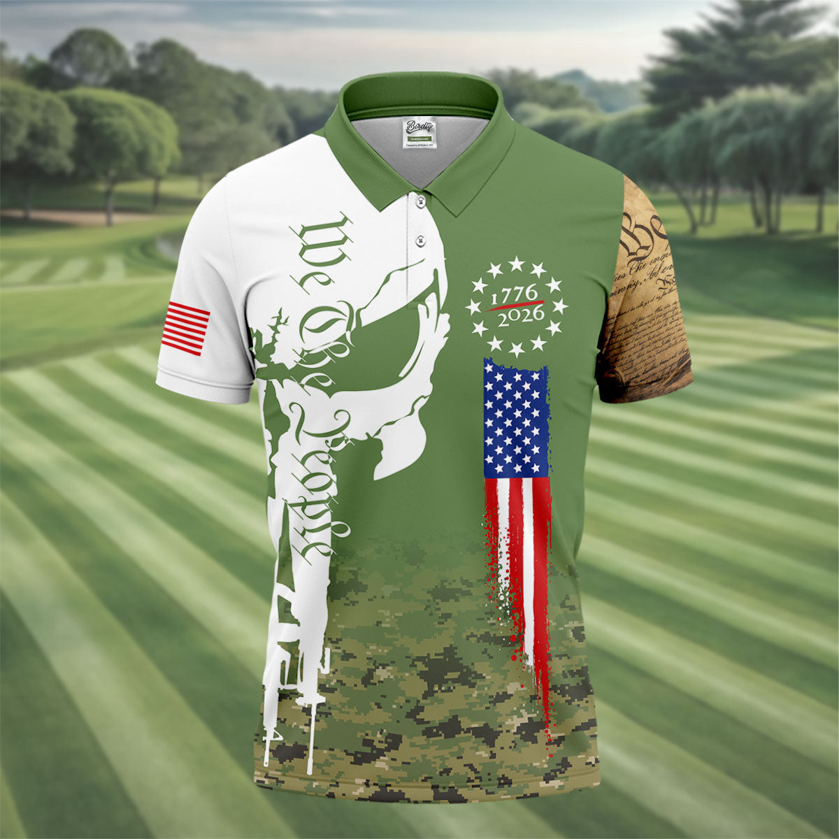 American Bill Of Rights Father's Day Camo Golf Shirt, 250 Years 4th Of July Polo Shirt Men