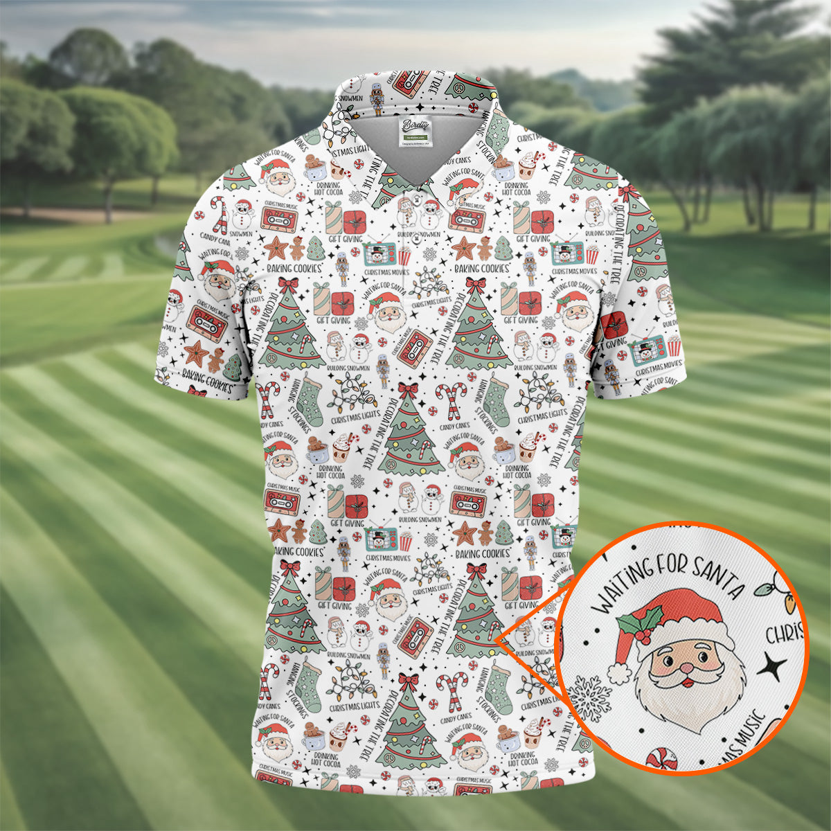 Tis The Season Santa Claus White Men's Golf Polo Shirtristmas Golf Shirt, Polo ShirtFor Men