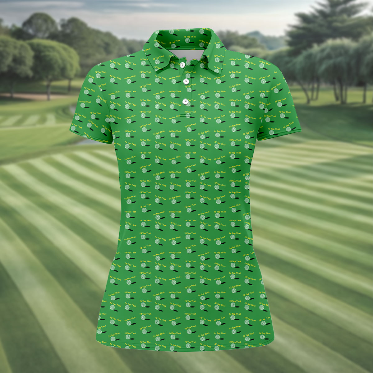 Funny Id Tap That Golf Ball Pattern Golf Shirt, Womens Golf Tops, Golf Polo For Women
