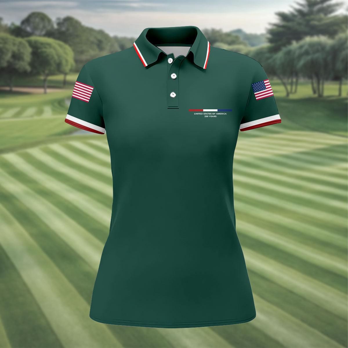 United States Of America 250 Years Green Golf Shirt, Patriotic Golf Shirt, Golf Shirt For Women