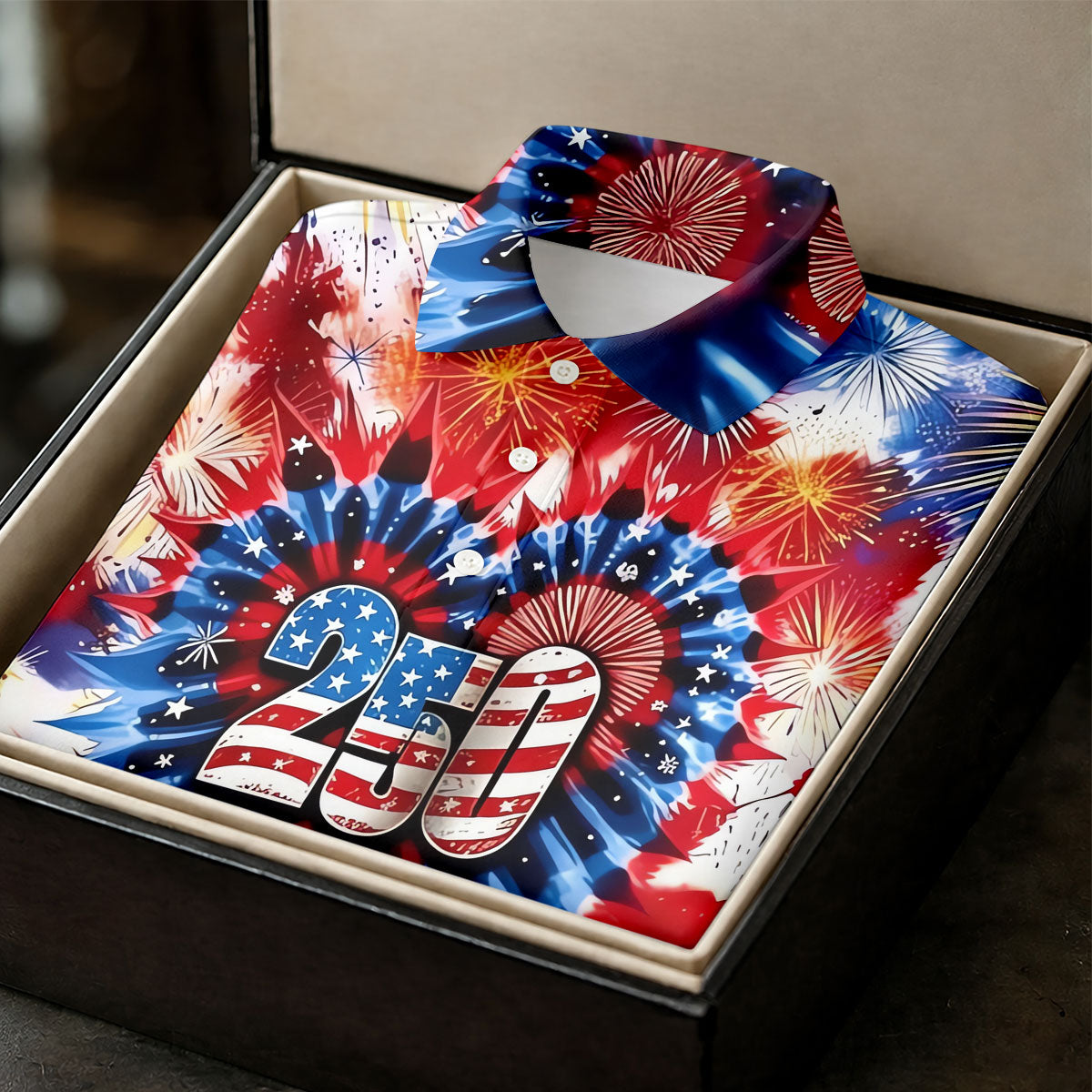 250 Years Red White Blue Tie Dye Print Patriotic Golf Shirt, 4th Of July Golf Shirt For Women