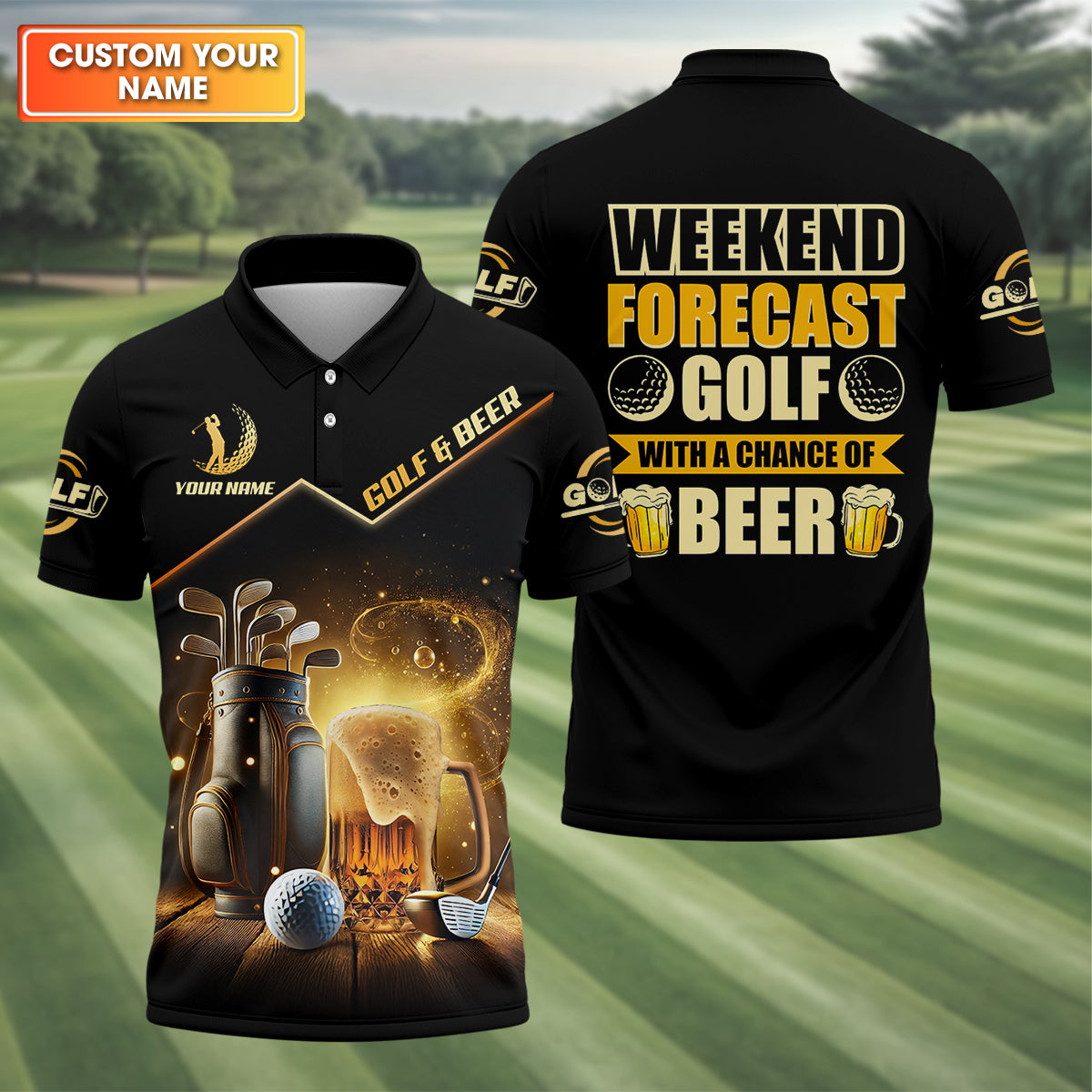 Golf And Beer Custom Men's Golf Polo ShirtBeer Golf Shirt, Gift For Golfers