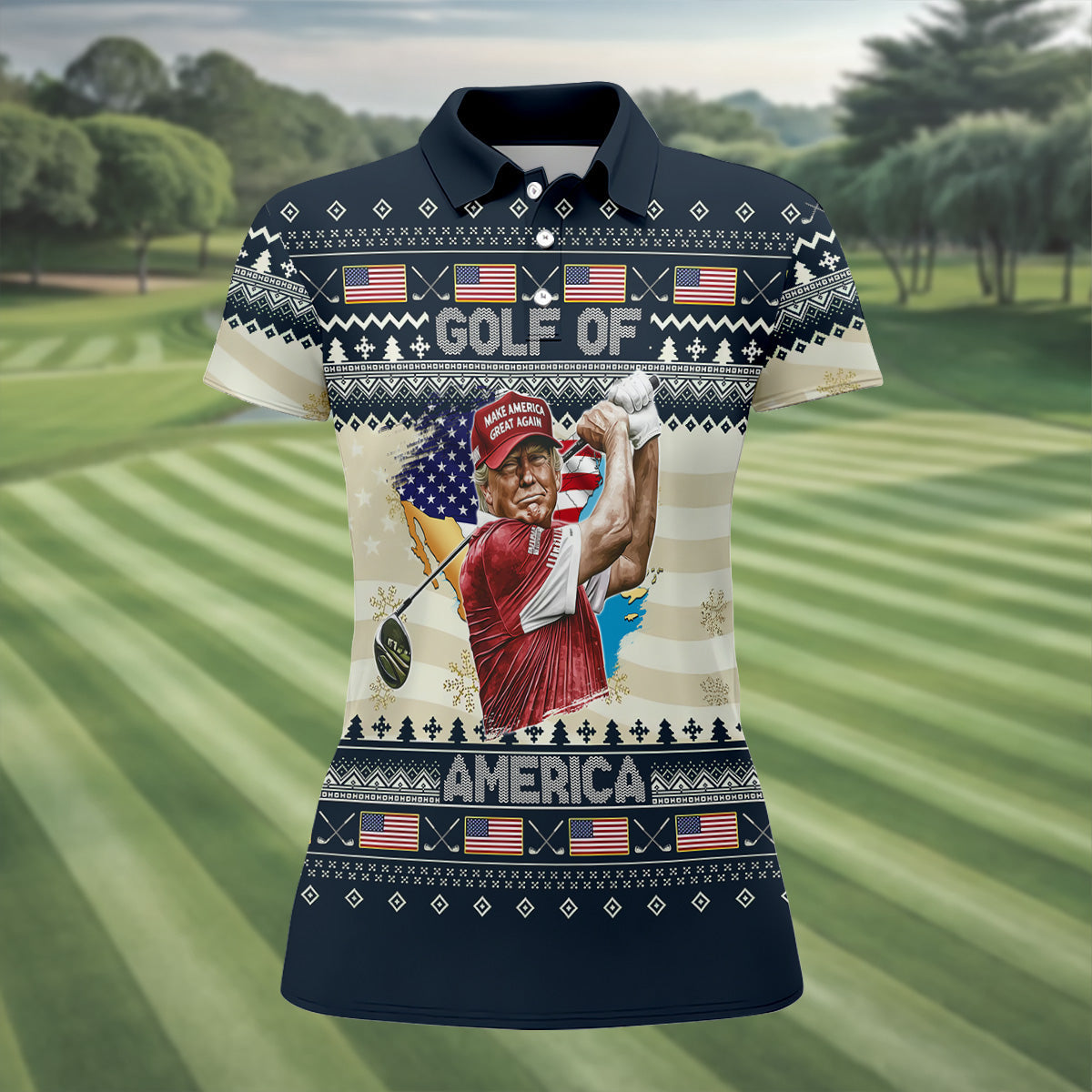 Trump Golf Of America Christmas Golf Shirt Women's Golf Clothes, Ladies Golf Shirts, Ladies Golf Polos