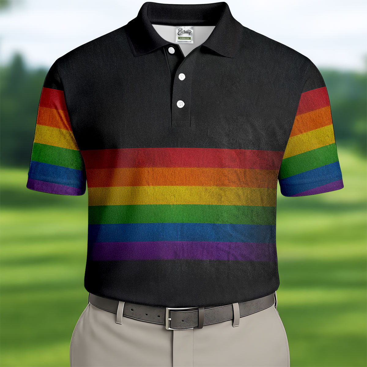 Pride Rainbow Flag Retro Golf Shirt, LGBTQ Month Polo Shirtor Men, Golf Shirts For Men