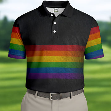 Pride Rainbow Flag Retro Golf Shirt, LGBTQ Month Polo Shirtor Men, Golf Shirts For Men