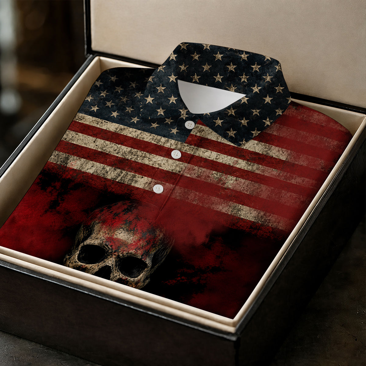 Cool Skull Faith Cross Distressed US Flag 4th Of July Golf Shirt, 250 Years Polo Shirtor Men