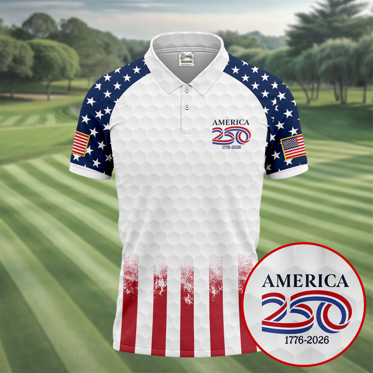 250th Anniversary Descendant Of A Patriot American Flag Golf Shirt, Patriotic 4th Of July Golf Shirts For Men