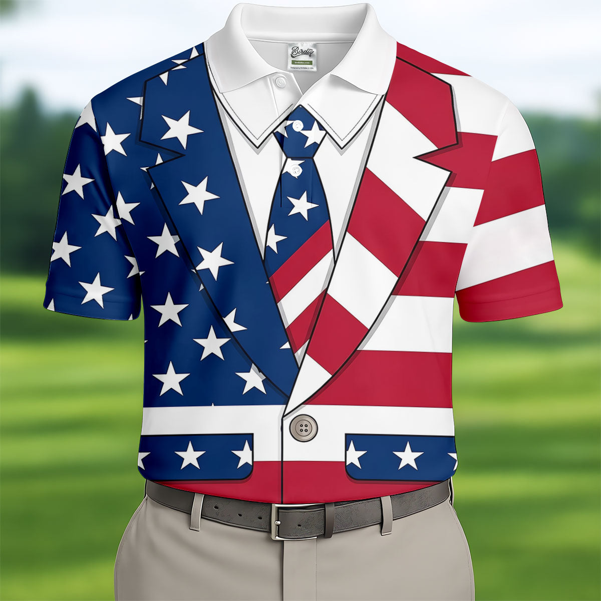 US Flag Tuxedo Costume Patriotic 4th Of July Golf Shirt, 250 Years Polo Shirtor Men