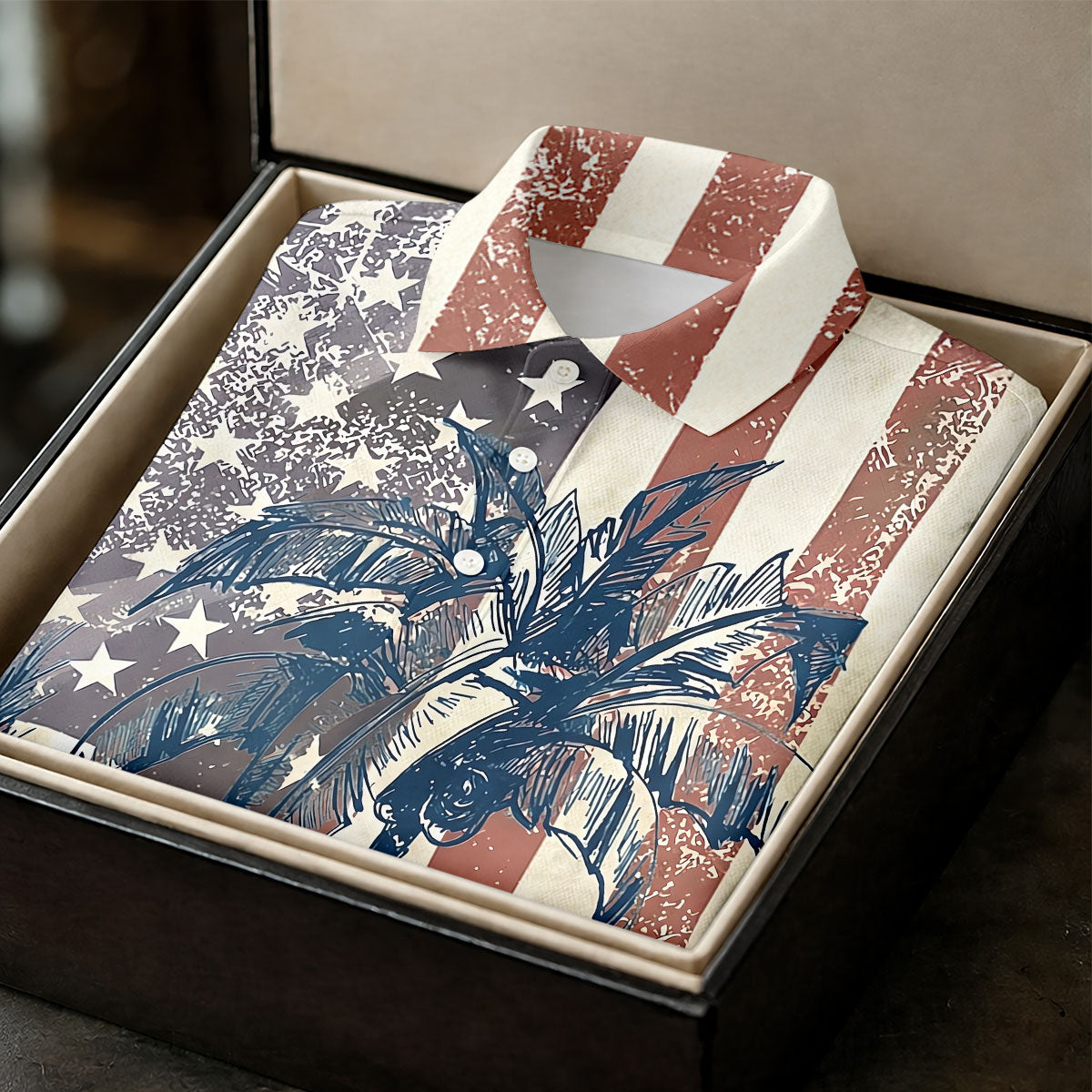 Hawaiian Theme Distressed US Flag Patriotic Golf Shirt, 250 Years 4th Of July Golf Shirt For Women