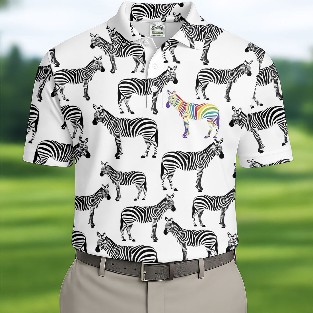 Rainbow Zebra Be Yourself Pride Month Support Golf Tops For Men, LGBT Community Polo Shirt Men