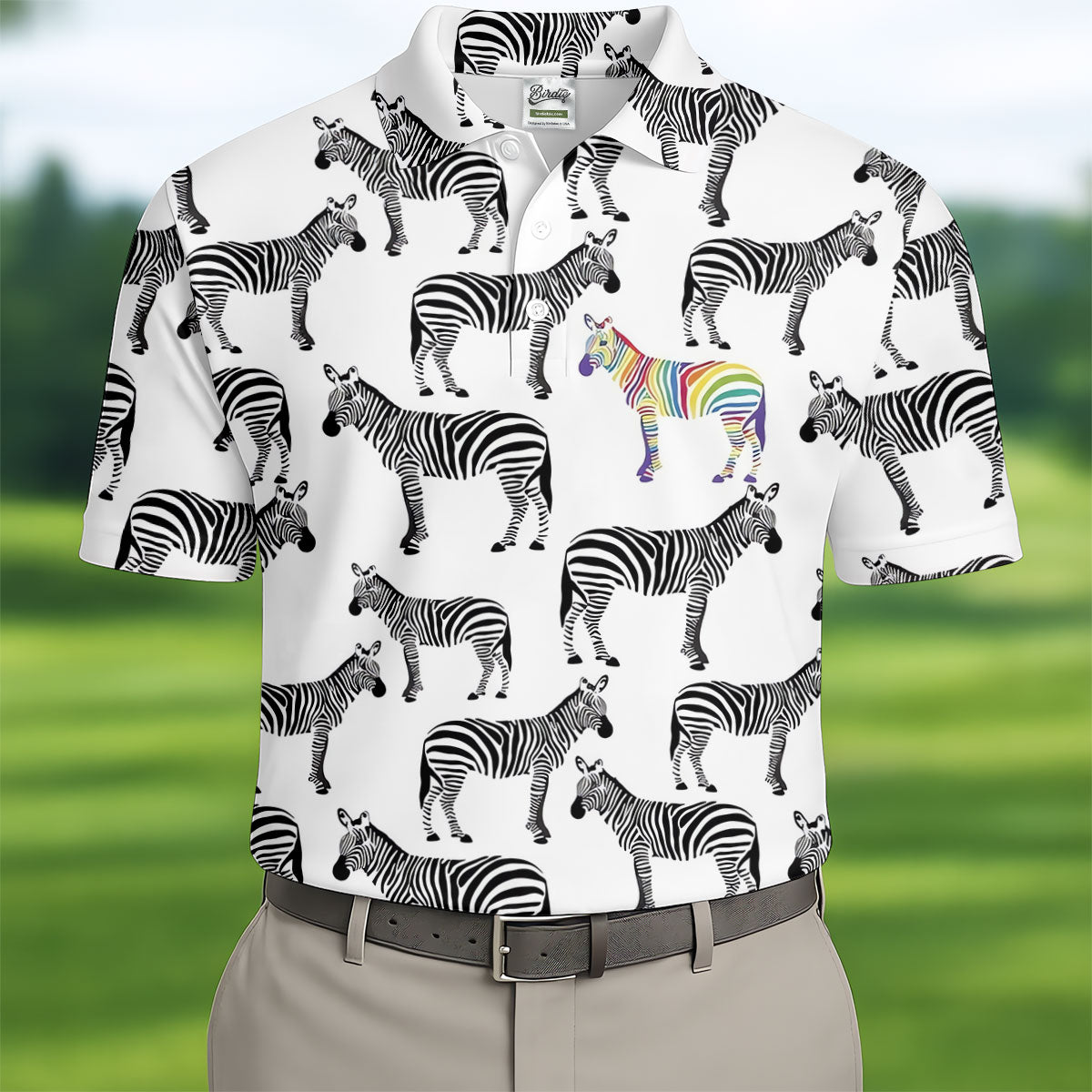 Rainbow Zebra Be Yourself Pride Month Support Golf Tops For Men, LGBT Community Polo Shirt Men