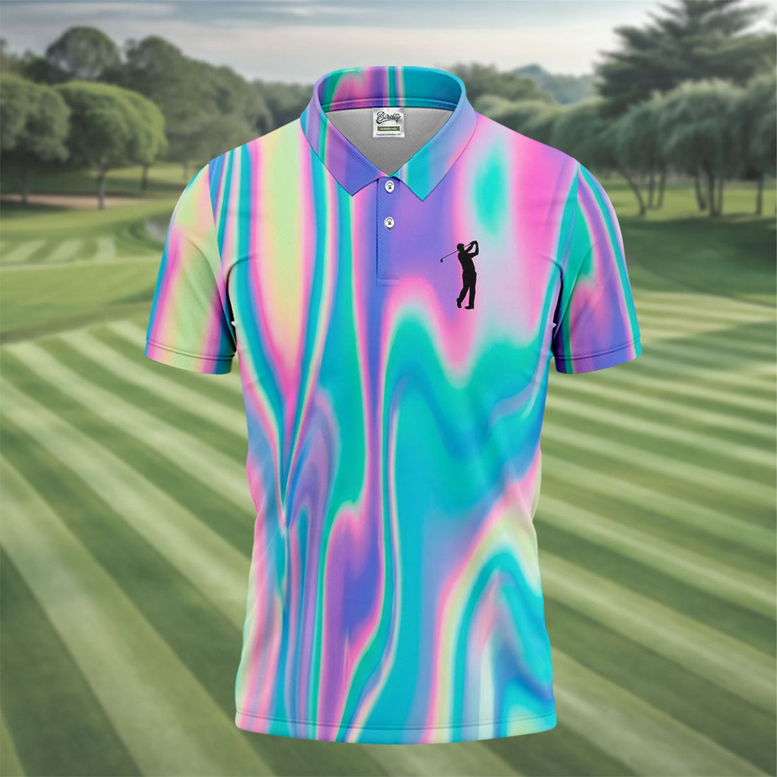 Shimmering Gradient Pattern Golf Shirts For Men, Polo ShirtFor Men, Golfing Apparel