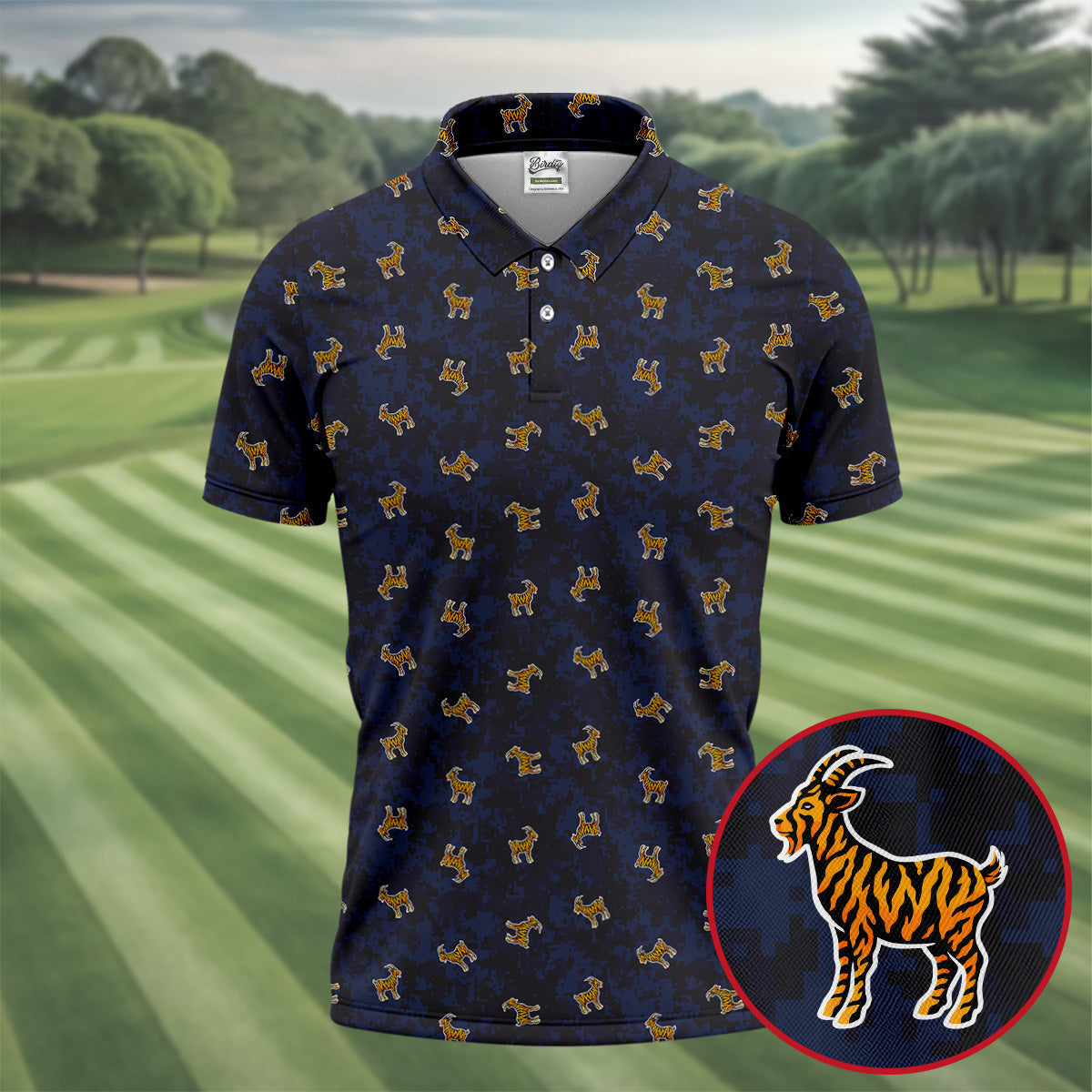 Tiger Goat Digital Camouflage Funny Golf Shirt, Polo Shirtor Men, Golf Shirts For Men