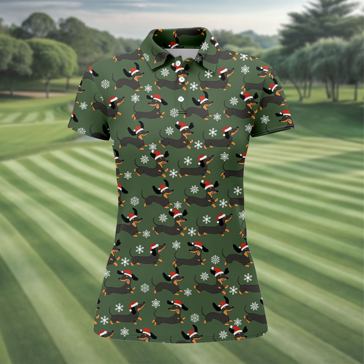 Dachshund Christmas Fun Golf Shirt, Ladies Golf Shirts, Golf Shirt For Women, Christmas Golf Gift