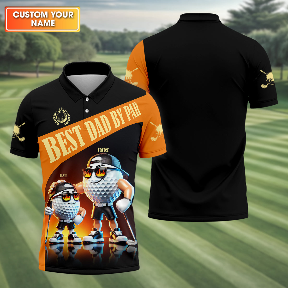 Best Dad By Par Custom Men's Golf Polo Shirtny Golf Shirt, Dad Golf Gift