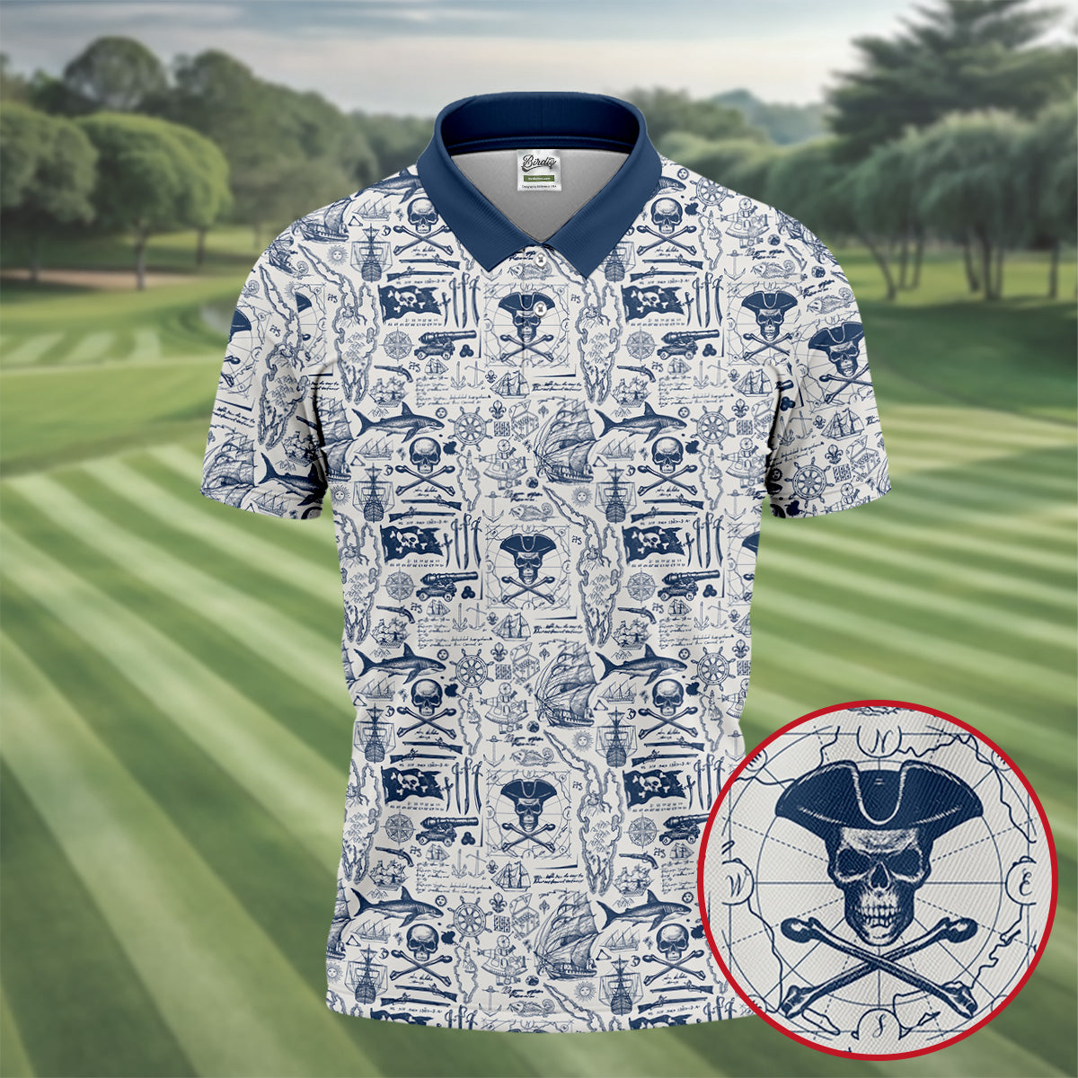 Skull Pirate Ocean Adventure Vintage Golf Shirt, Polo Shirt Men, Golf Shirts For Men