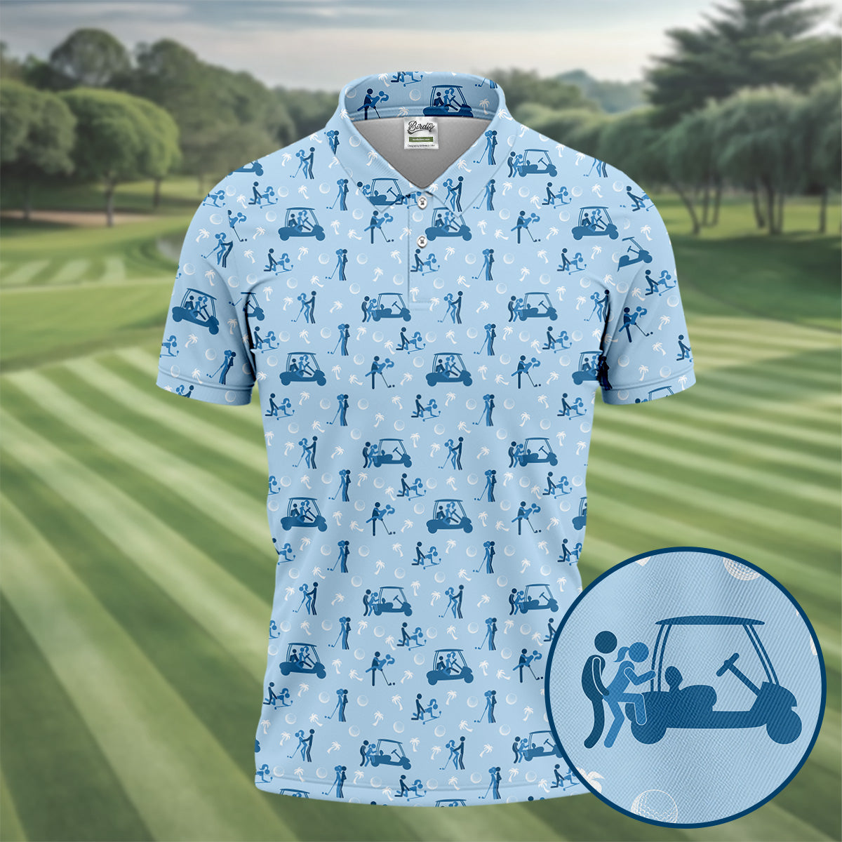 Naughty Couple Stick Figure Blue Funny Golf Shirt, Adult Humor Polo ShirtFor Men, Golf Shirts For Men