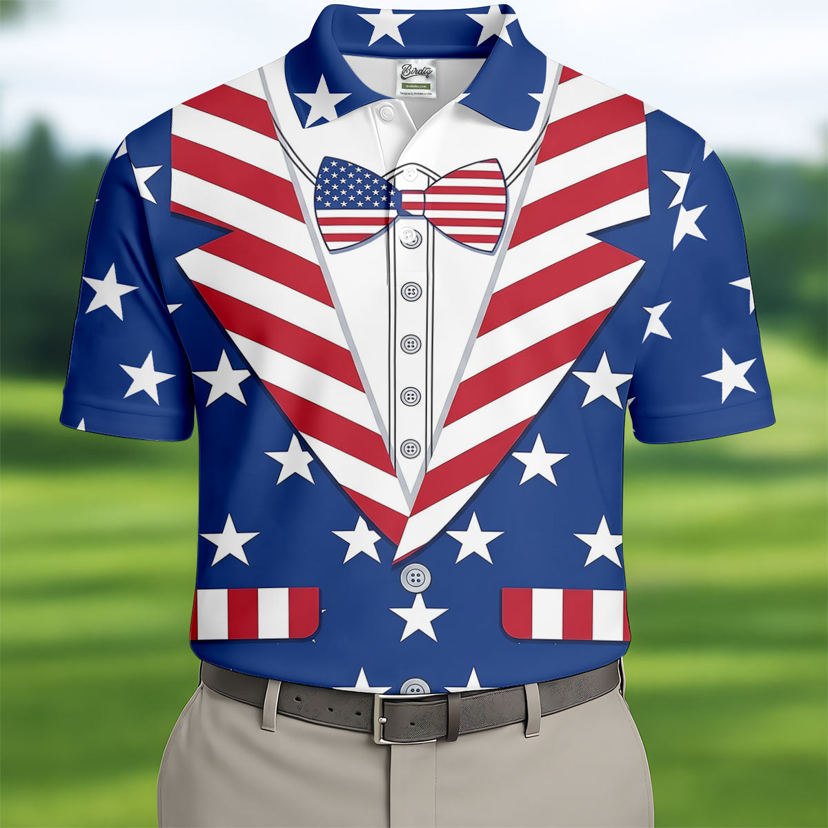 US Flag Costume Patriotic 4th Of July Golf Shirt, 250th Anniversary Polo Shirt Men