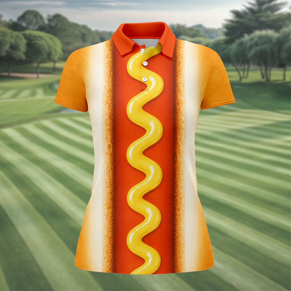 Hot Dog Suit Golf Shirt, Humorous Food Lover Pattern, Golf Shirt For Women