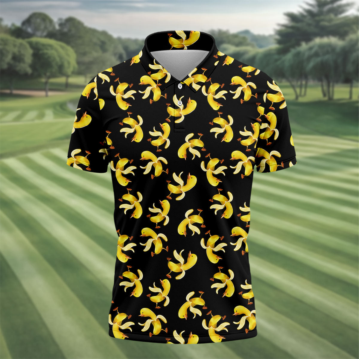 Banana Duck Hawaiian Golf Shirt, Men's Funny Golf Shirts, Polo Shirtor Men