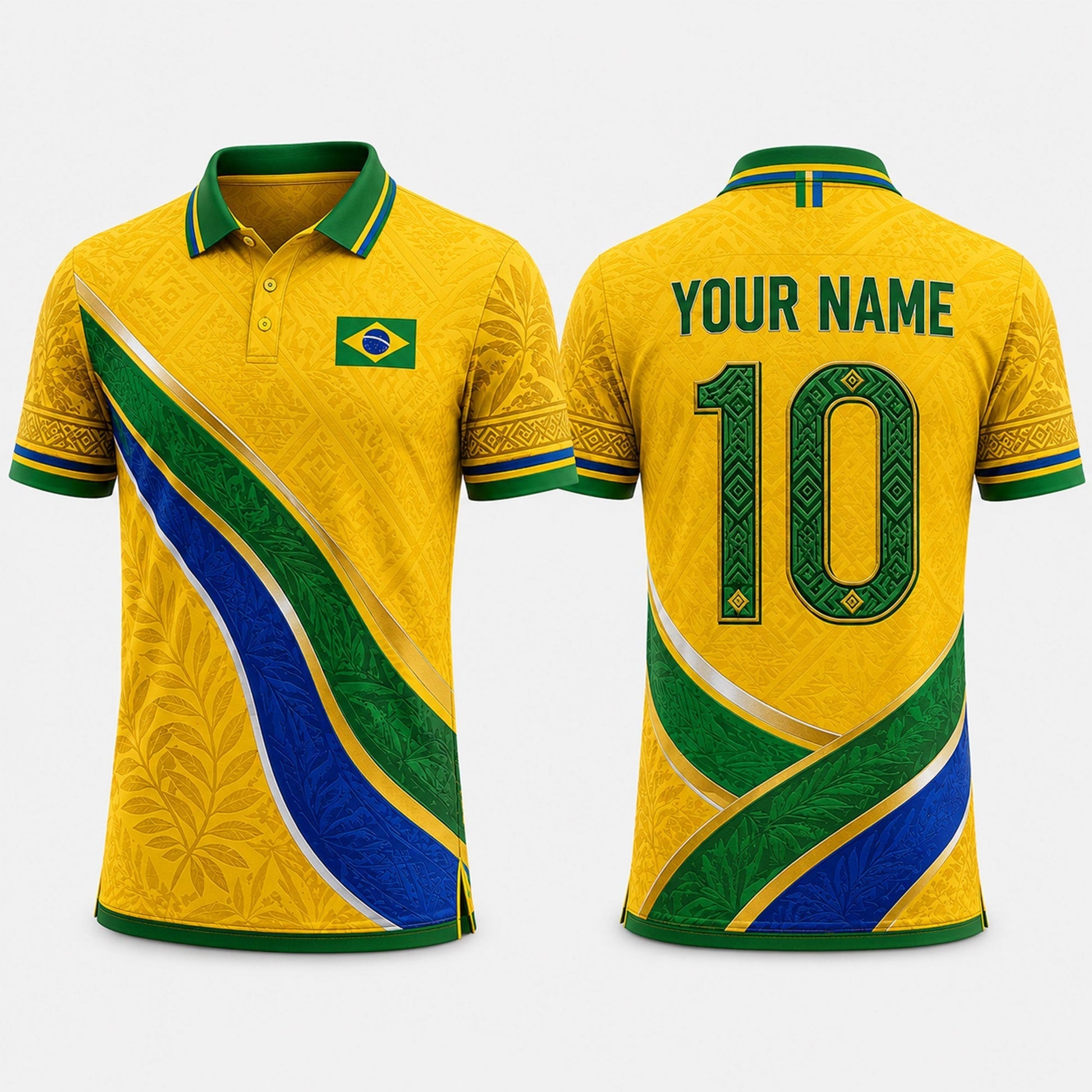 Yellow Green Brazil Fooball Shirt, V-NeckMen Football Lover, Soccer Game Day Football Gifts