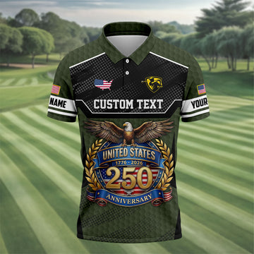 US 250 Anniversary Patriotic 4th Of July Green Golf Shirt, Polo Shirtor Men, Golf Shirts For Men