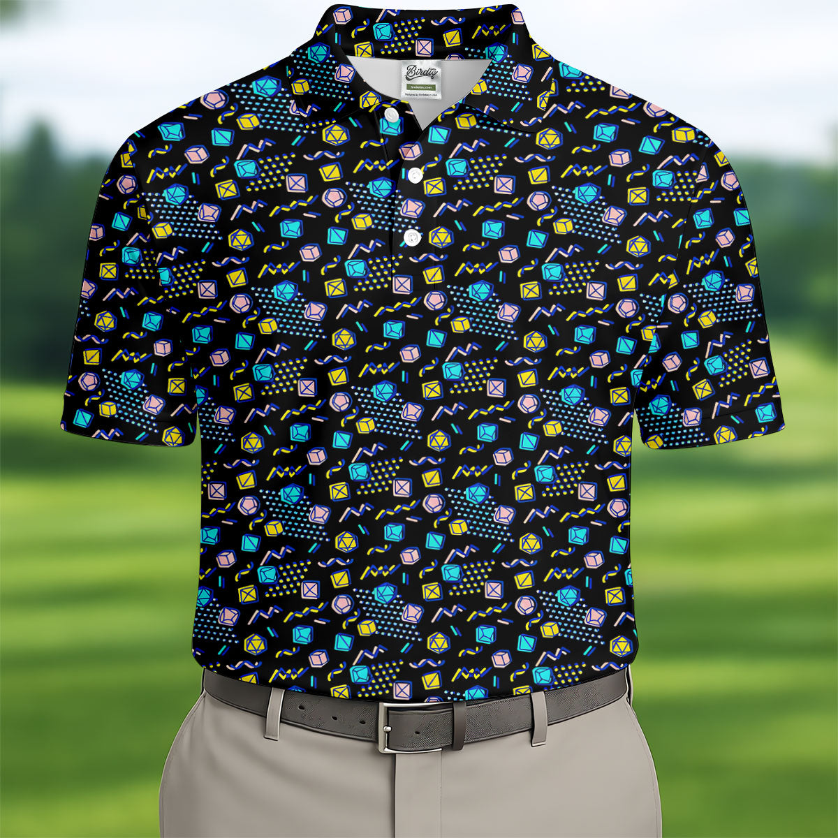 90s Dice Memphis Style Black Golf Shirt, Cute Golf Shirt, Polo ShirtFor Men, Golf Shirts For Men
