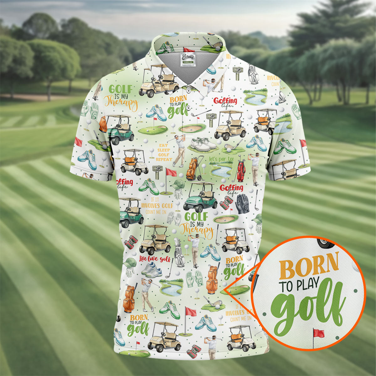 Born To Play Golf Let's Par Tee White Golf Shirt, Men's Funny Golf Shirts, Golf Shirts For Men, Polo For Men