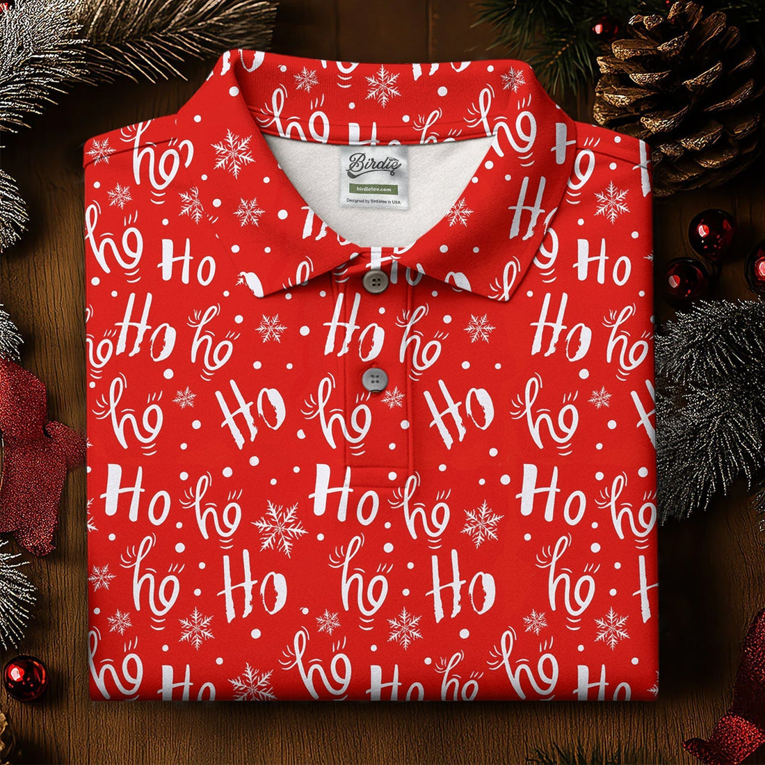 Ho Ho Ho Red Christmas Golf Tops For Men, Fun Golf Shirts For Men, Christmas Golf Shirt, Polo ShirtFor Men