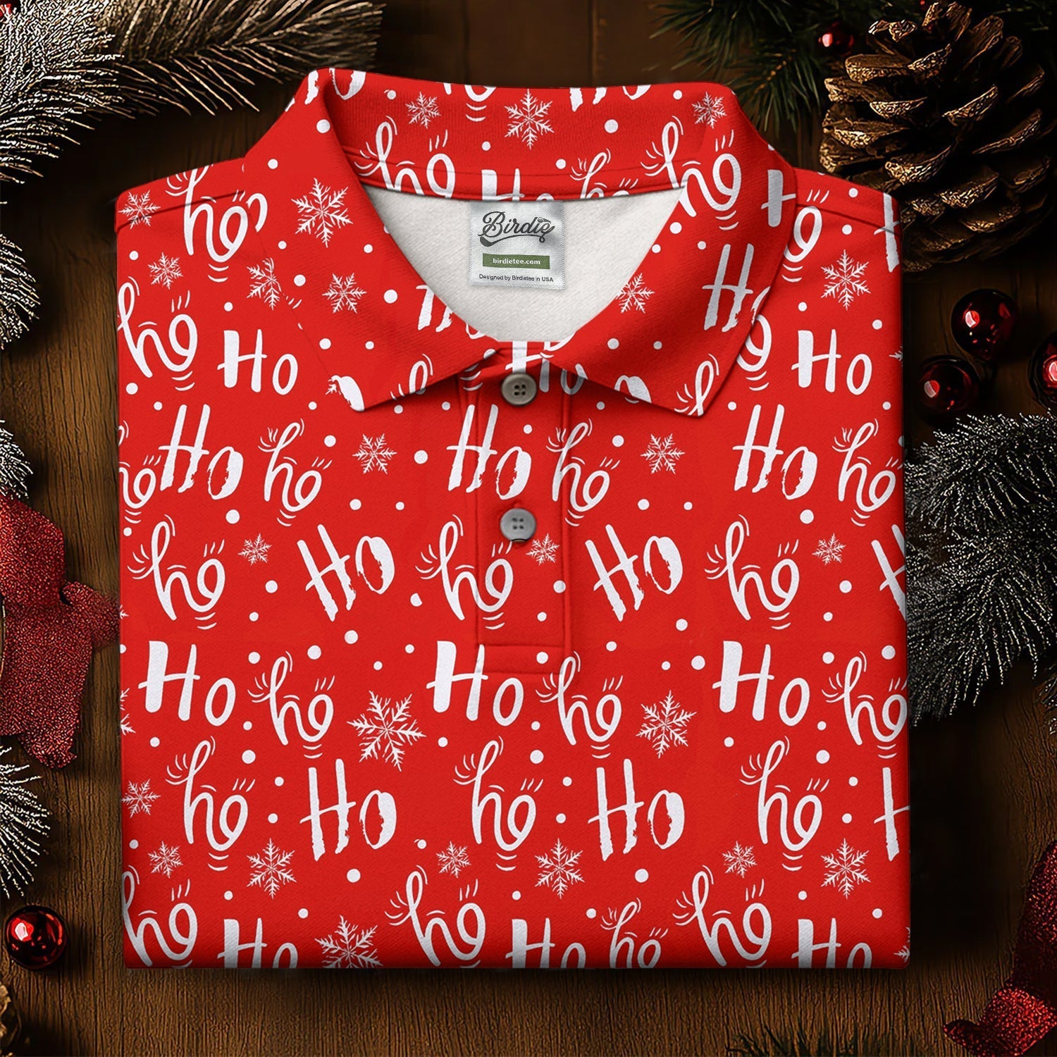 Ho Ho Ho Red Christmas Golf Tops For Men, Fun Golf Shirts For Men, Christmas Golf Shirt, Polo ShirtFor Men