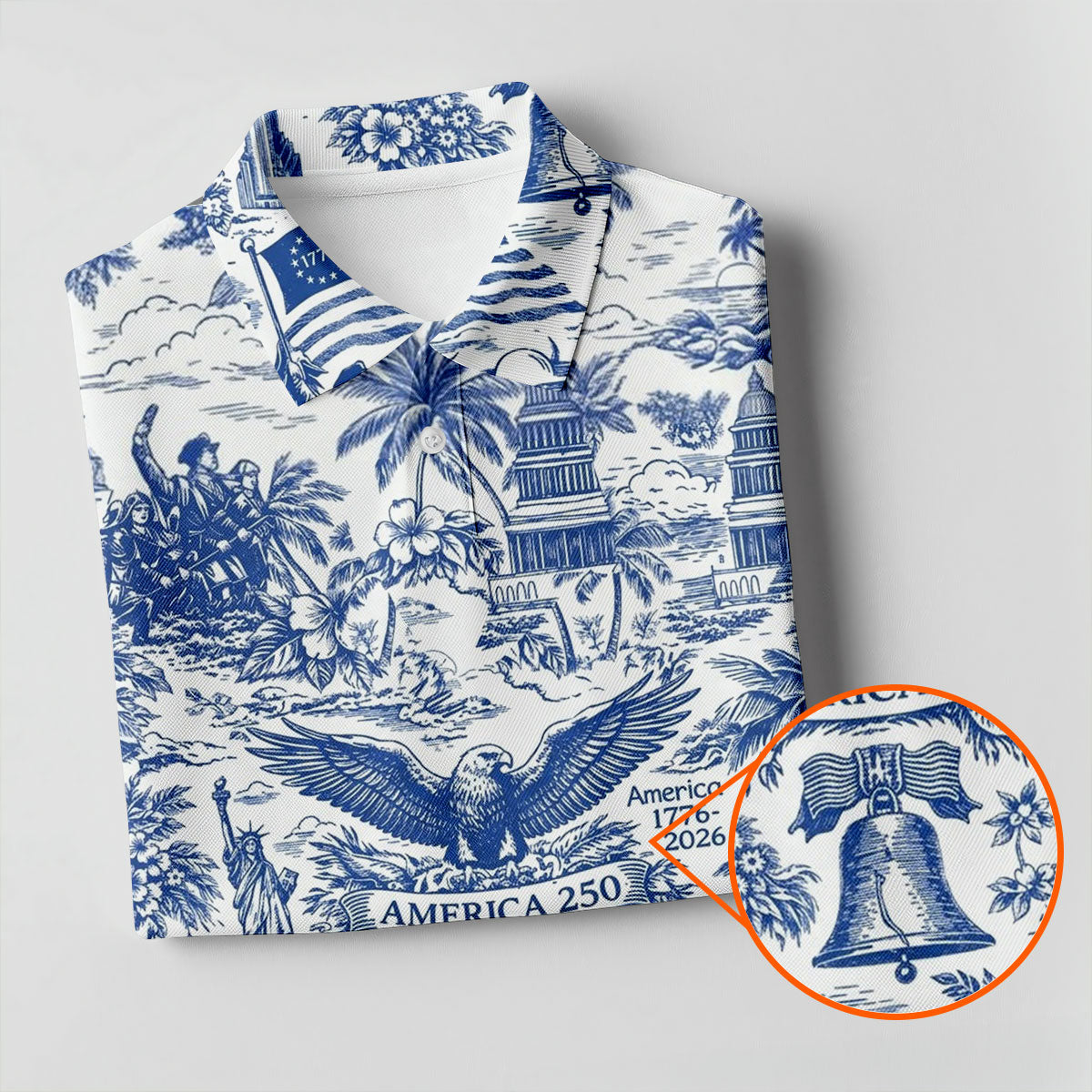 250 Years Of America Tropical Vibe Vintage Golf Shirt, Patriotic 4th Of July Golf Shirts For Men