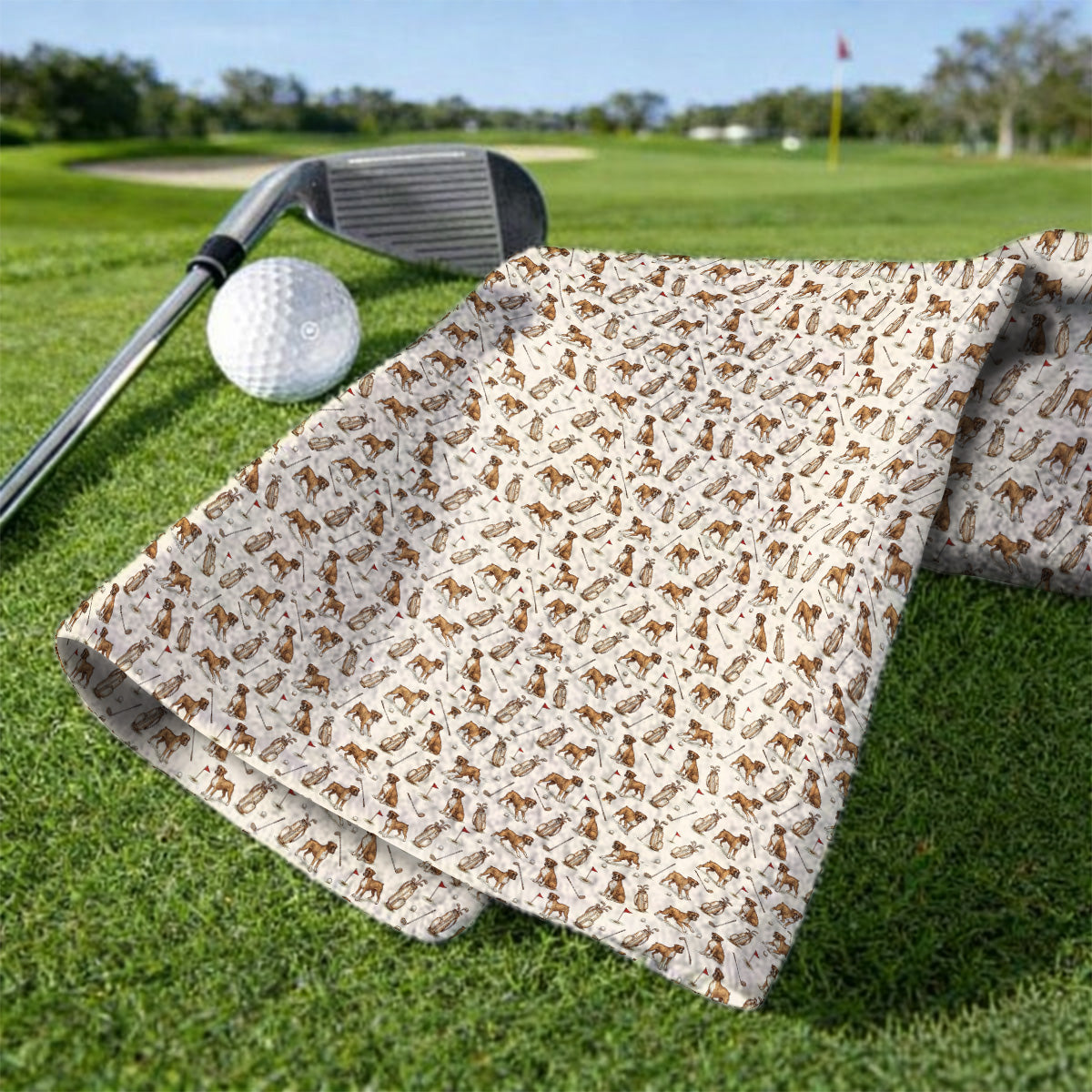 Boxer Autumn Golf Towel, Boxer Pattern Golf Towels for Dog Lovers, Crazy Golf Gift for Golfers