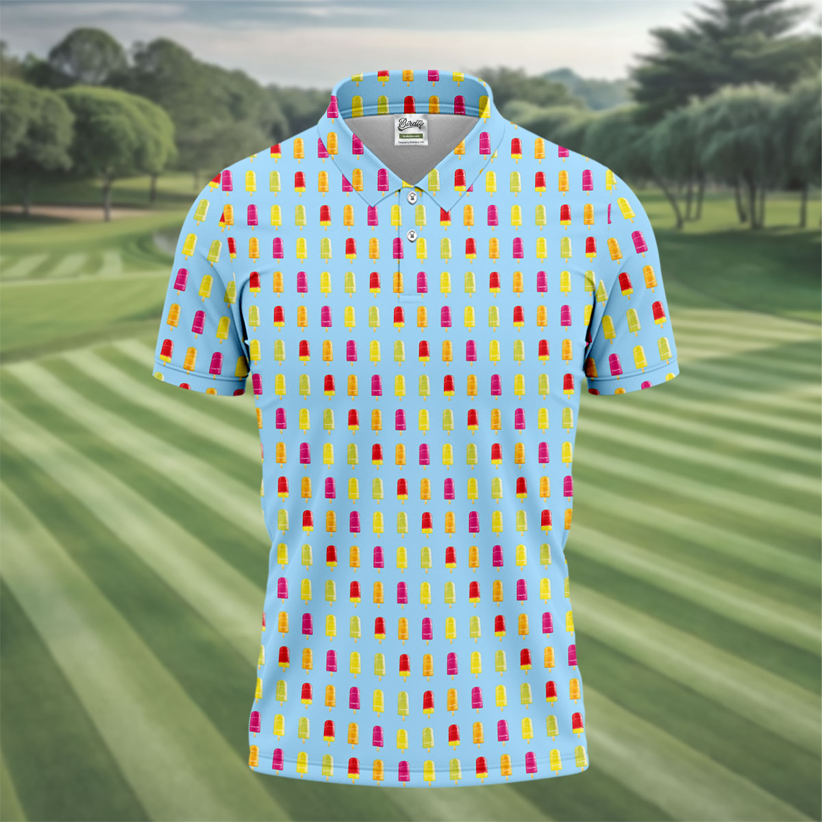 Colorful Popsicle Summer Pattern Golf Shirt, Mens Golf Polo, Printed Golf Shirts