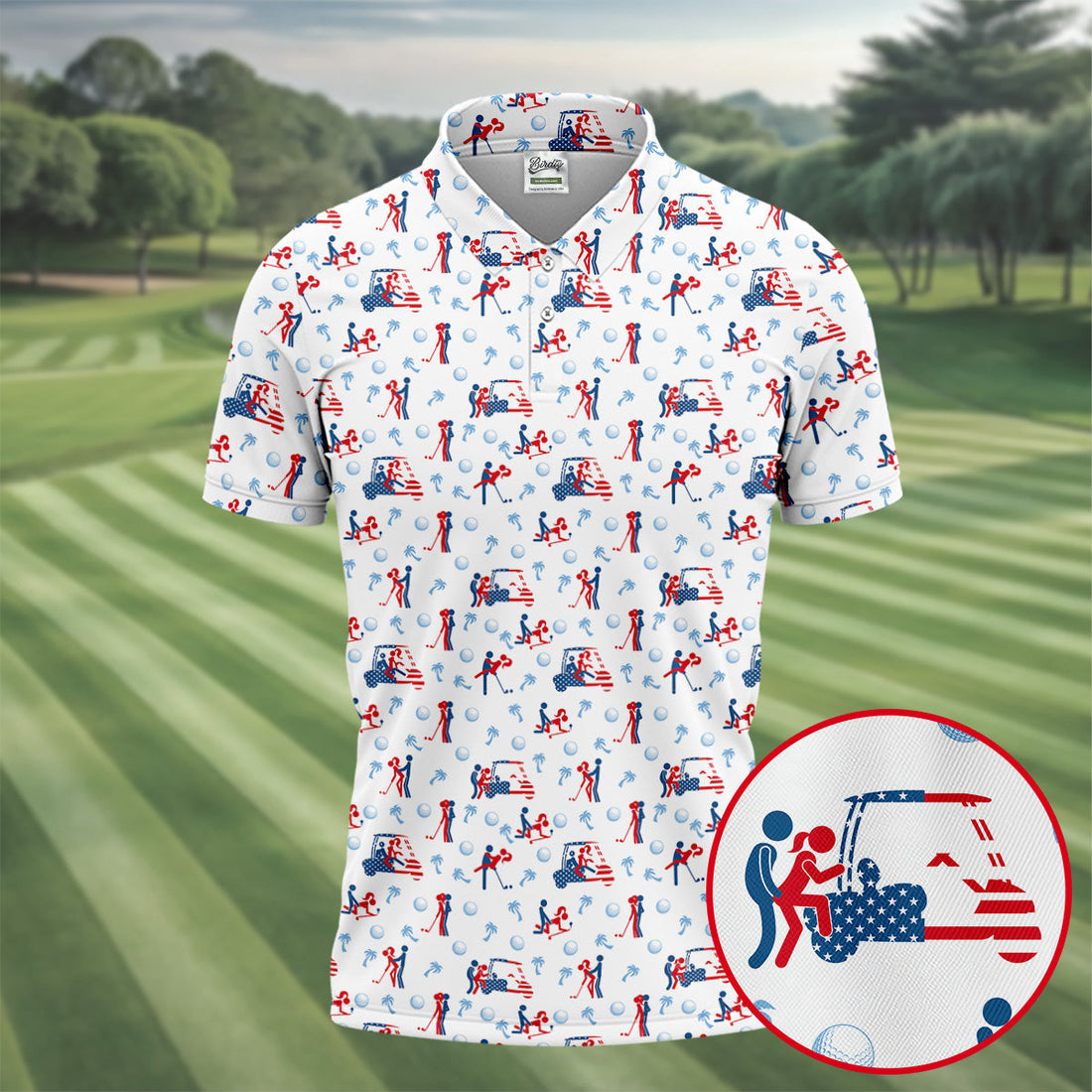 Naughty Couple Funny Stick Figures Patriotic Golf Shirt, 250 Years 4th Of July Golf Shirts For Men