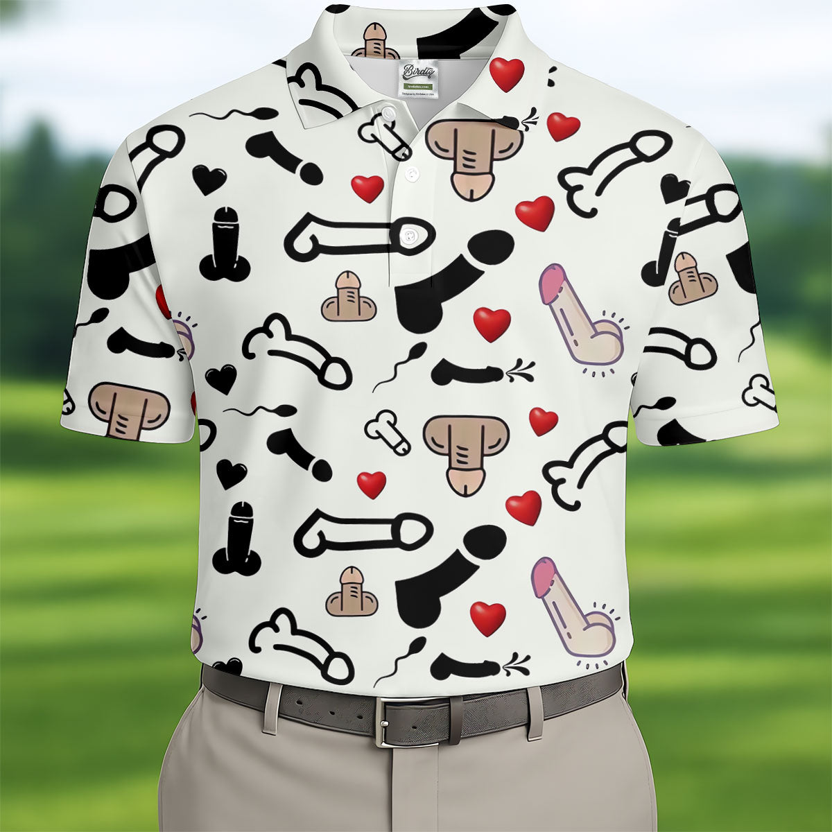 Adult Humor LGBT Pride Men's Funny Golf Shirts, Gay Pride Month Celebrate Golf Shirts For Men