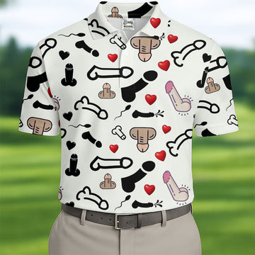 Adult Humor LGBT Pride Men's Funny Golf Shirts, Gay Pride Month Celebrate Golf Shirts For Men