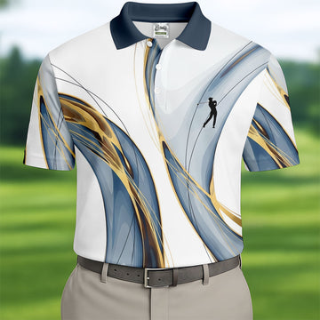 Abstract Line Art Retro Golf Shirt, Golf Shirts For Men, Polo Shirtor Men, Golf Gift For Men