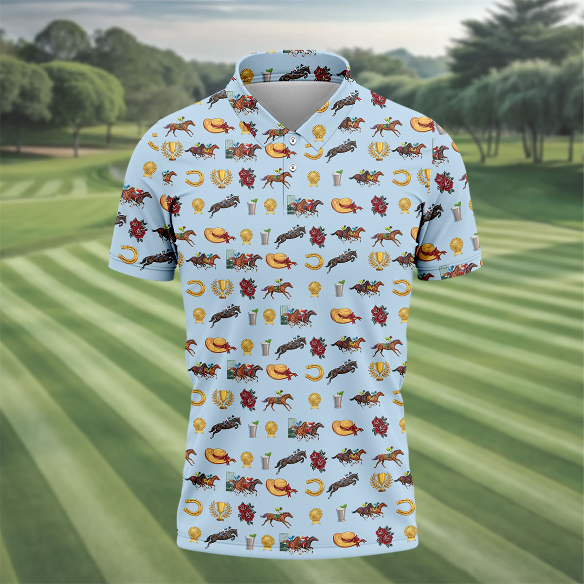 Run For The Roses Horse Ride Racing Golf Tops For Men, Golf Shirts For Men, Polo Shirtor Men