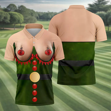 Funny Elf Costume Ornament Christmas Golf Shirt, Ugly Christmas Shirt, Christmas Golf Shirt