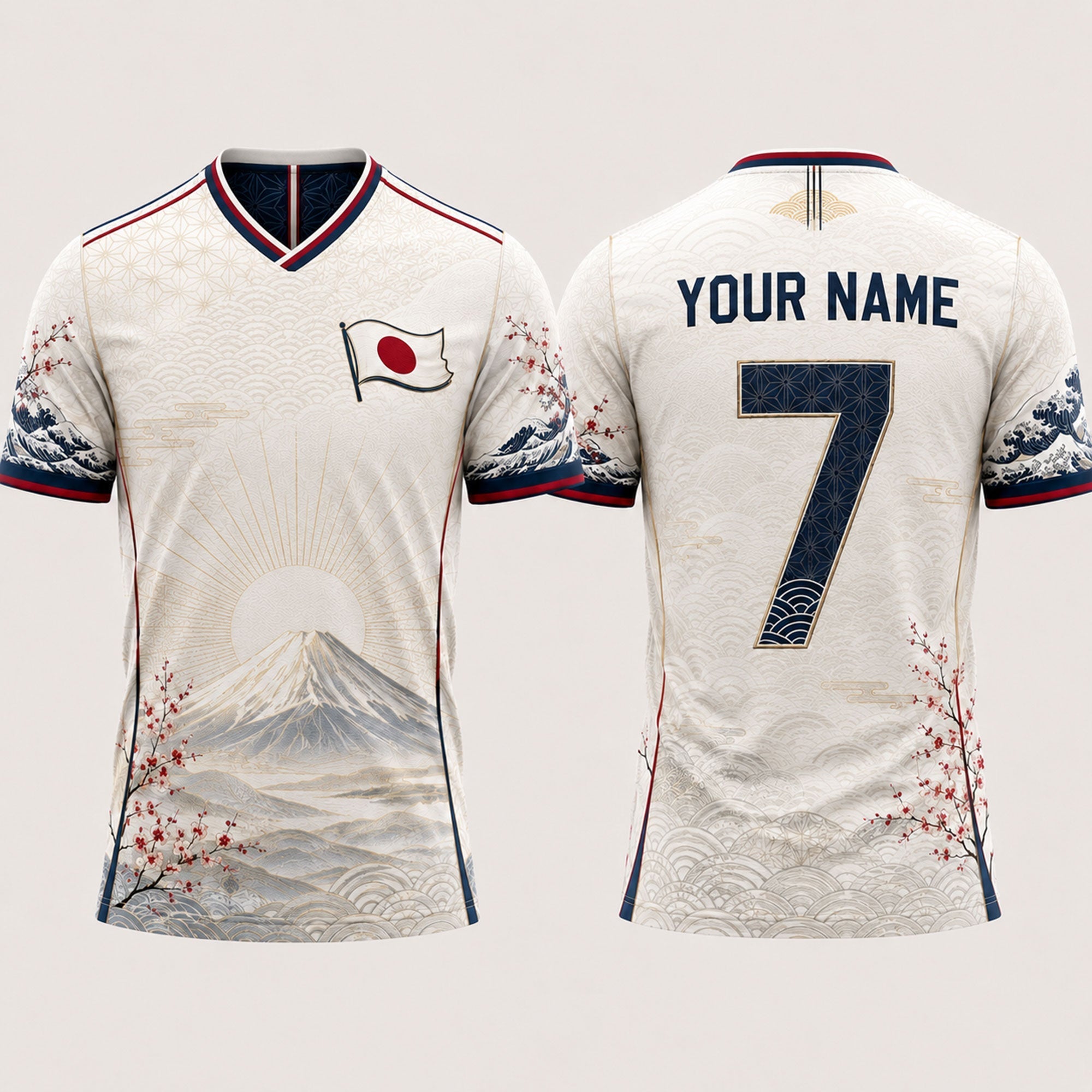 Japanesse Symbol Fooball Shirt, Japan Team V-Neck For Men Football Lover, Soccer Fan Father's Day Presents