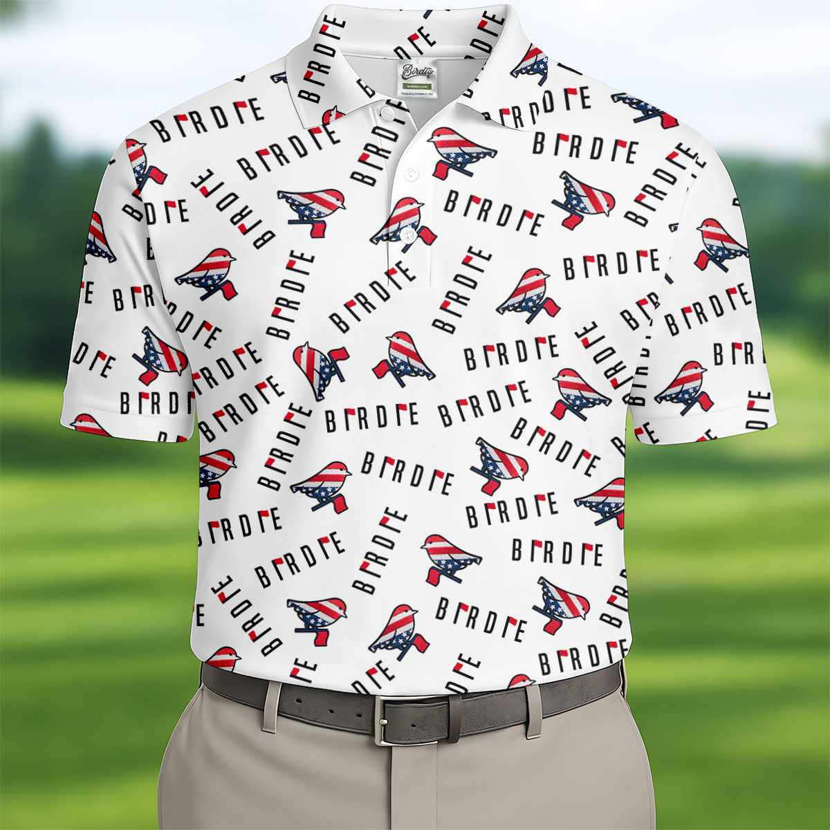 American Flag Pattern Patriotic 4th Of July Golf Tops For Men, 250th Anniversary Golf Shirts For Men