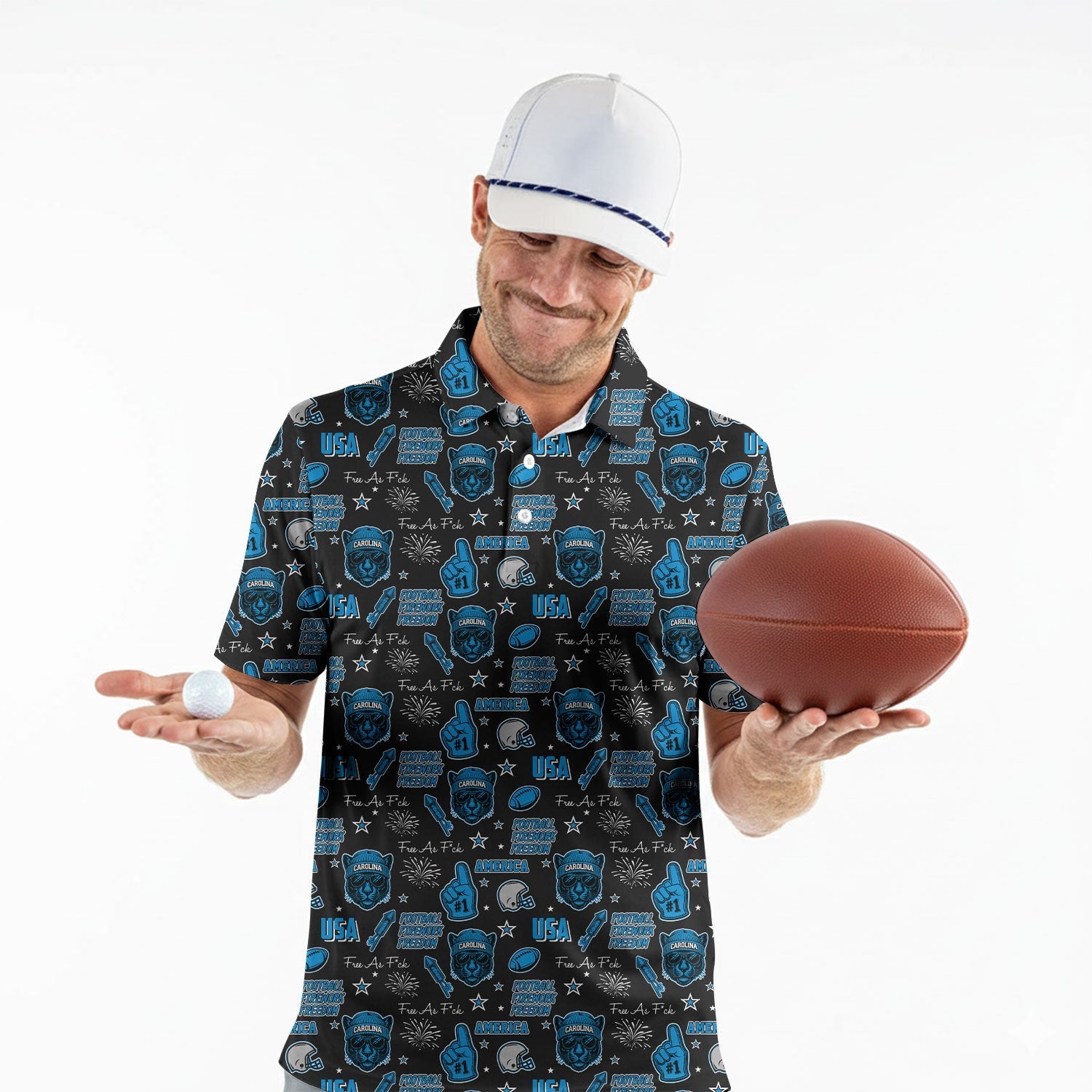 Panther Blue Black And Silver Sport Polo, American Football League Gift Ideas For Football Fans
