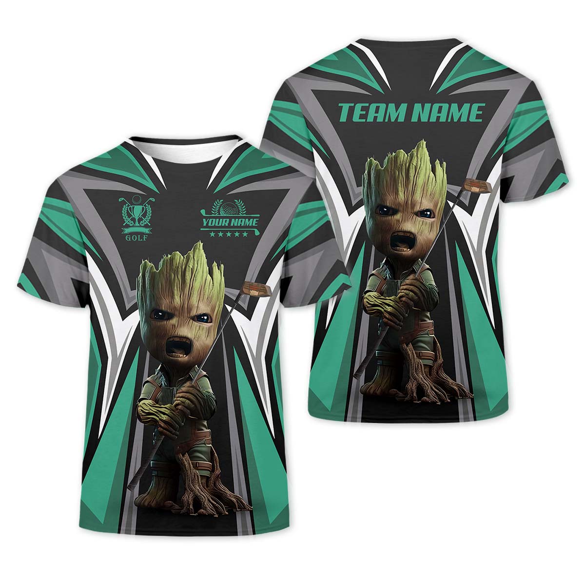 Angry BabyGroot Customize Golf Polo Shirtift For Golfers, Golf Gift Ideas