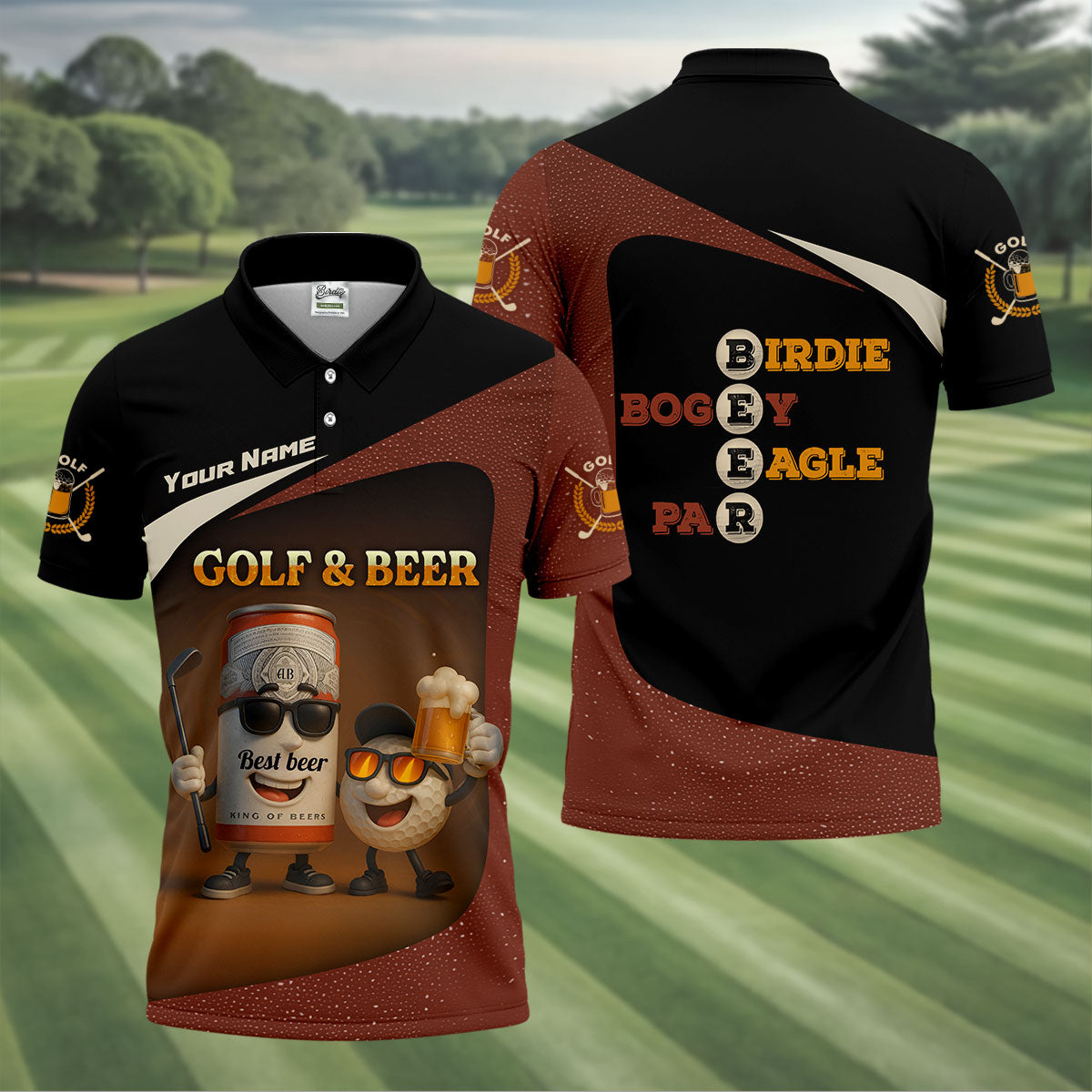 Golf And Beer Custom Men's Polo Shirt Dad Golf Gift, Golfing Apparel, Gifts For Beer Lovers