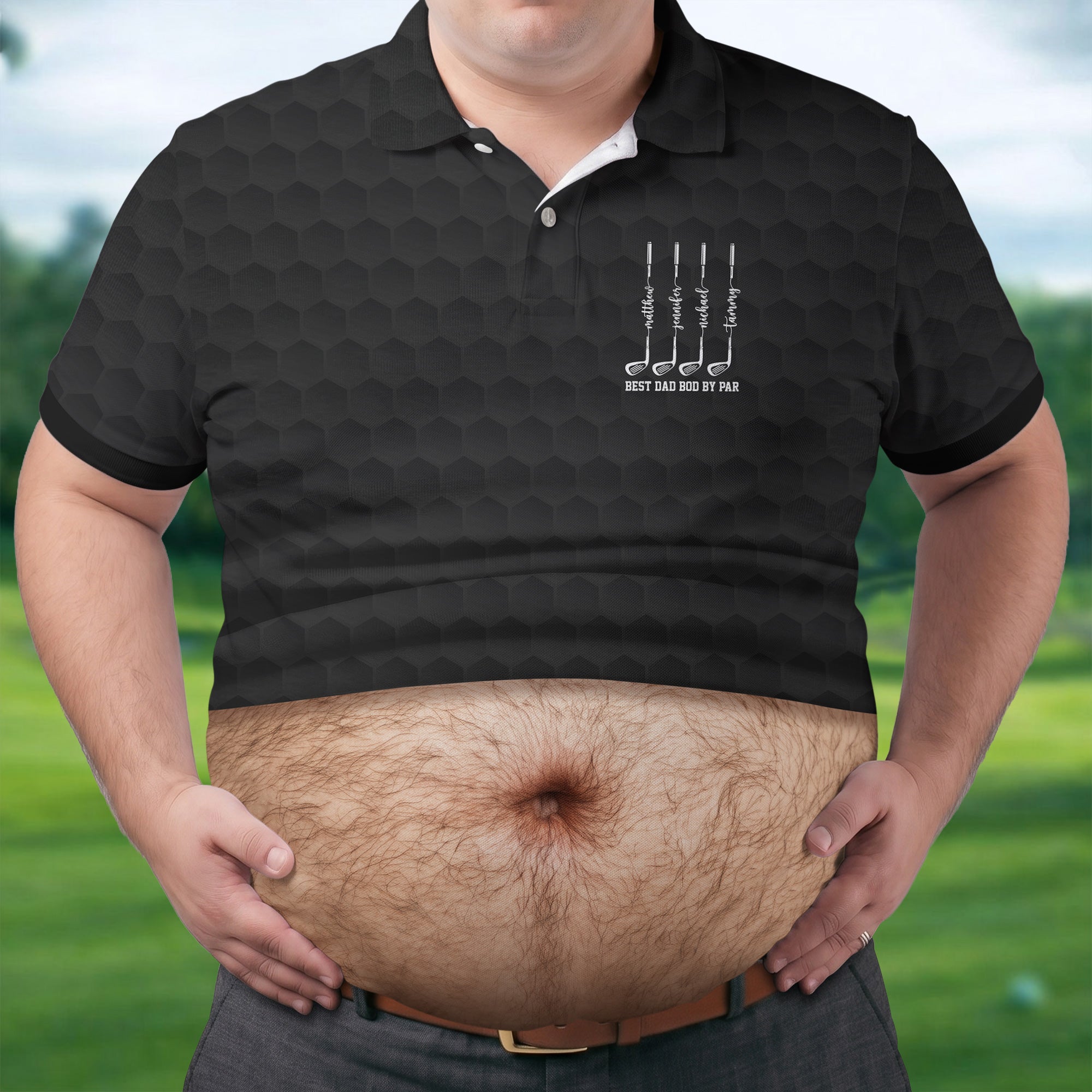 Best Dad Bod By Par Black Men's Funny Golf Polo Shirtr's Day Golf Shirt, Golf Gift For Dad