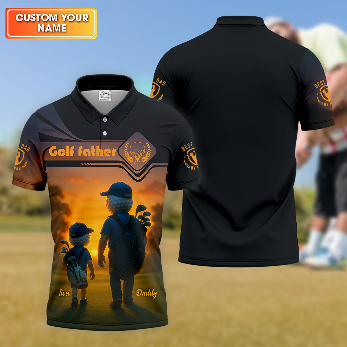 Golf Father Custom Men's Golf Polo ShirtFunny Golf Shirt, Christmas Golf Gift