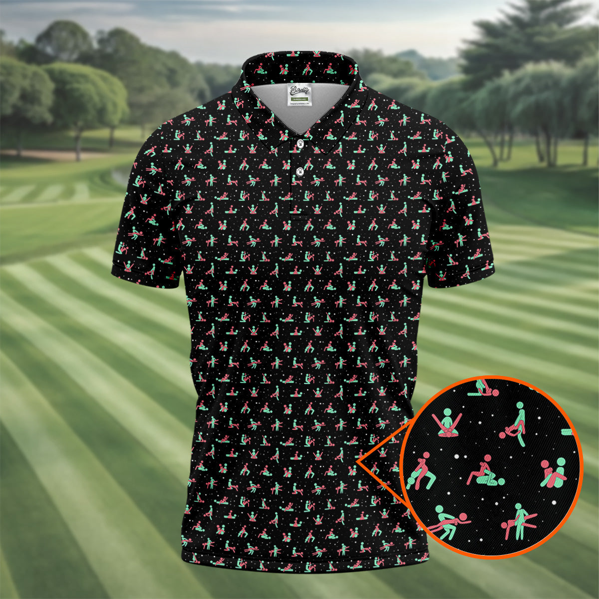 Naughty Couple Snow Pattern Christmas Golf Shirt, Fun Golf Shirts For Men, Golf Gift For Him, Polo ShirtFor Men