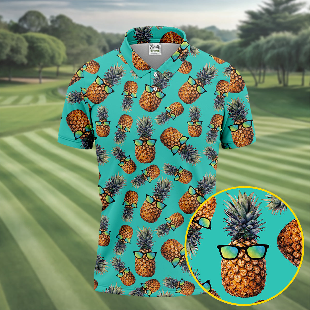 Cool Pineapple Tropical Theme Hawaiian Golf Shirt, Polo Shirtor Men, Golfing Apparel