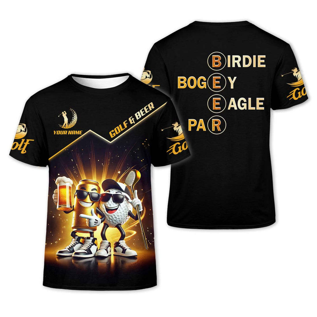 Golf And Beer Custom Men's Golf Polo ShirtFunny Golf Apparel, Fun Golf Shirts For Men